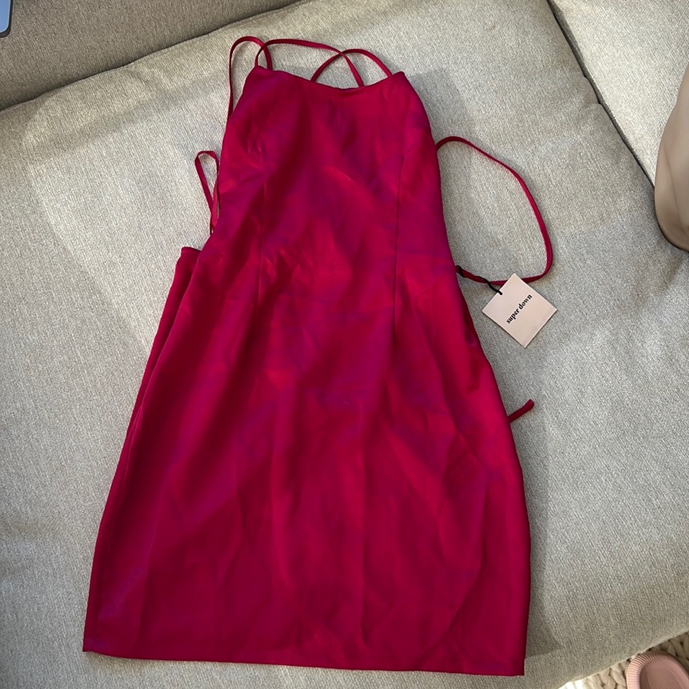 Pink satin dress from revolve